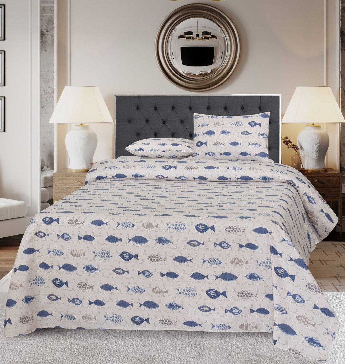 3 Pcs Pure Cotton Bed sheet B- 15