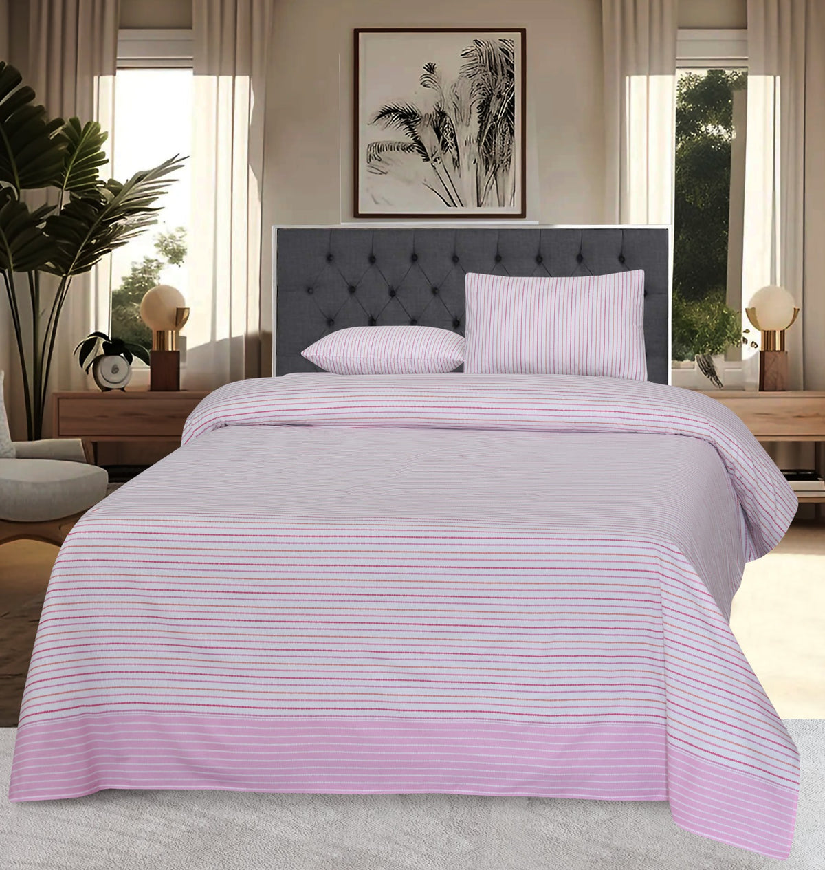 3 Pcs Pure Cotton Bed sheet B- 24