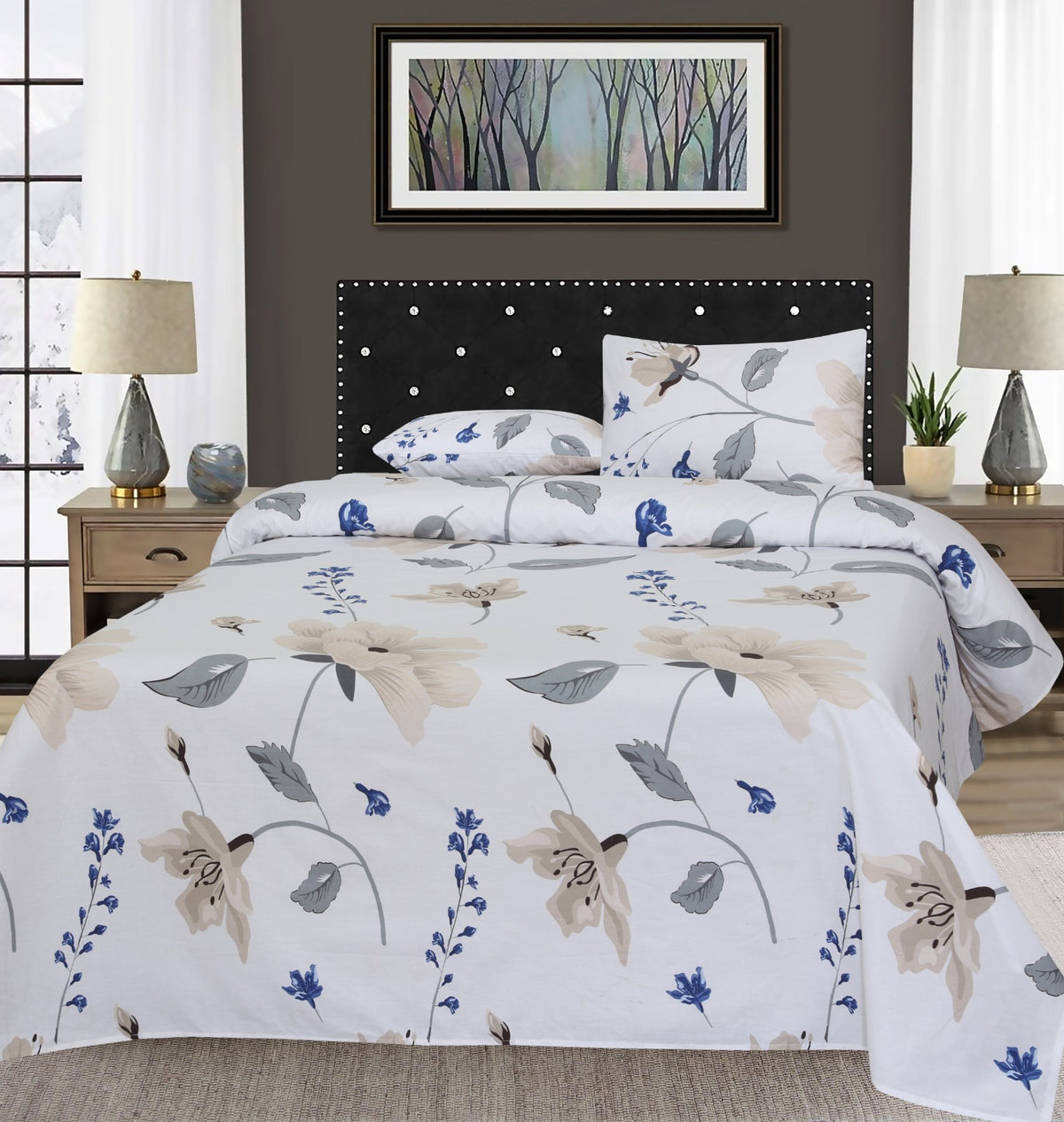 3 Pcs Pure Cotton Bed sheet B- 4