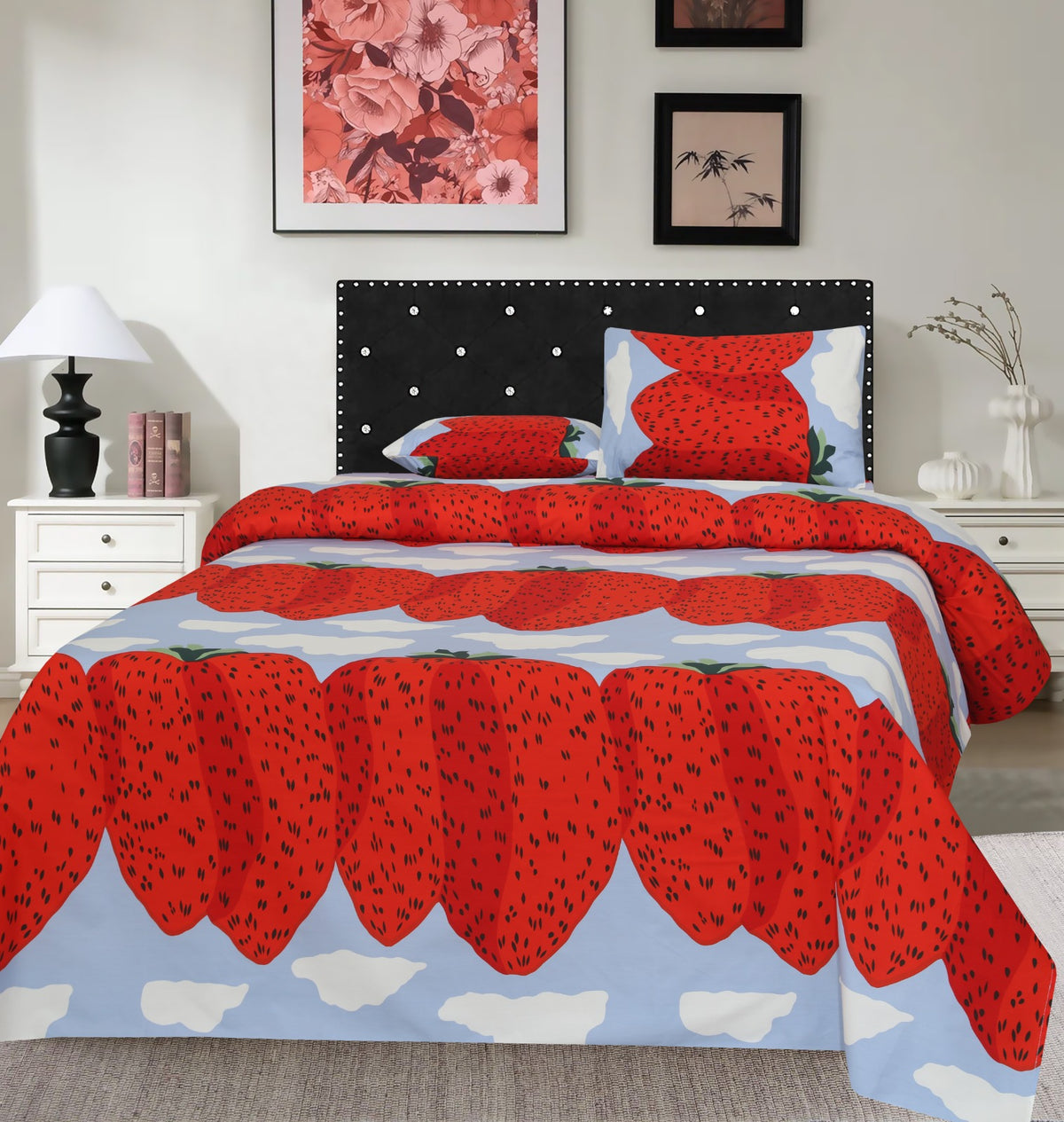 3 Pcs Pure Cotton Bed sheet B- 8