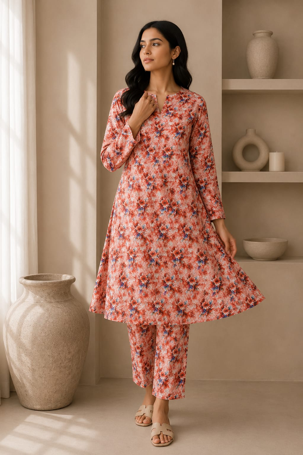 2- Piece Digital Printed Premium Lawn P-6