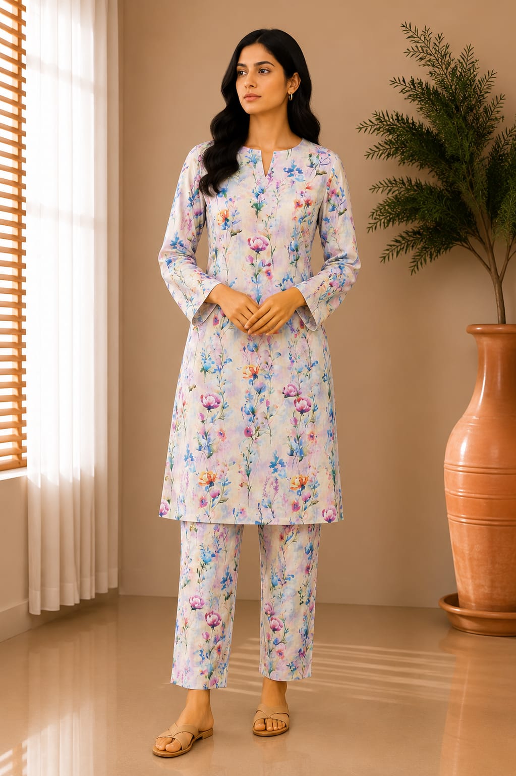 2- Piece Digital Printed Premium Lawn P-8
