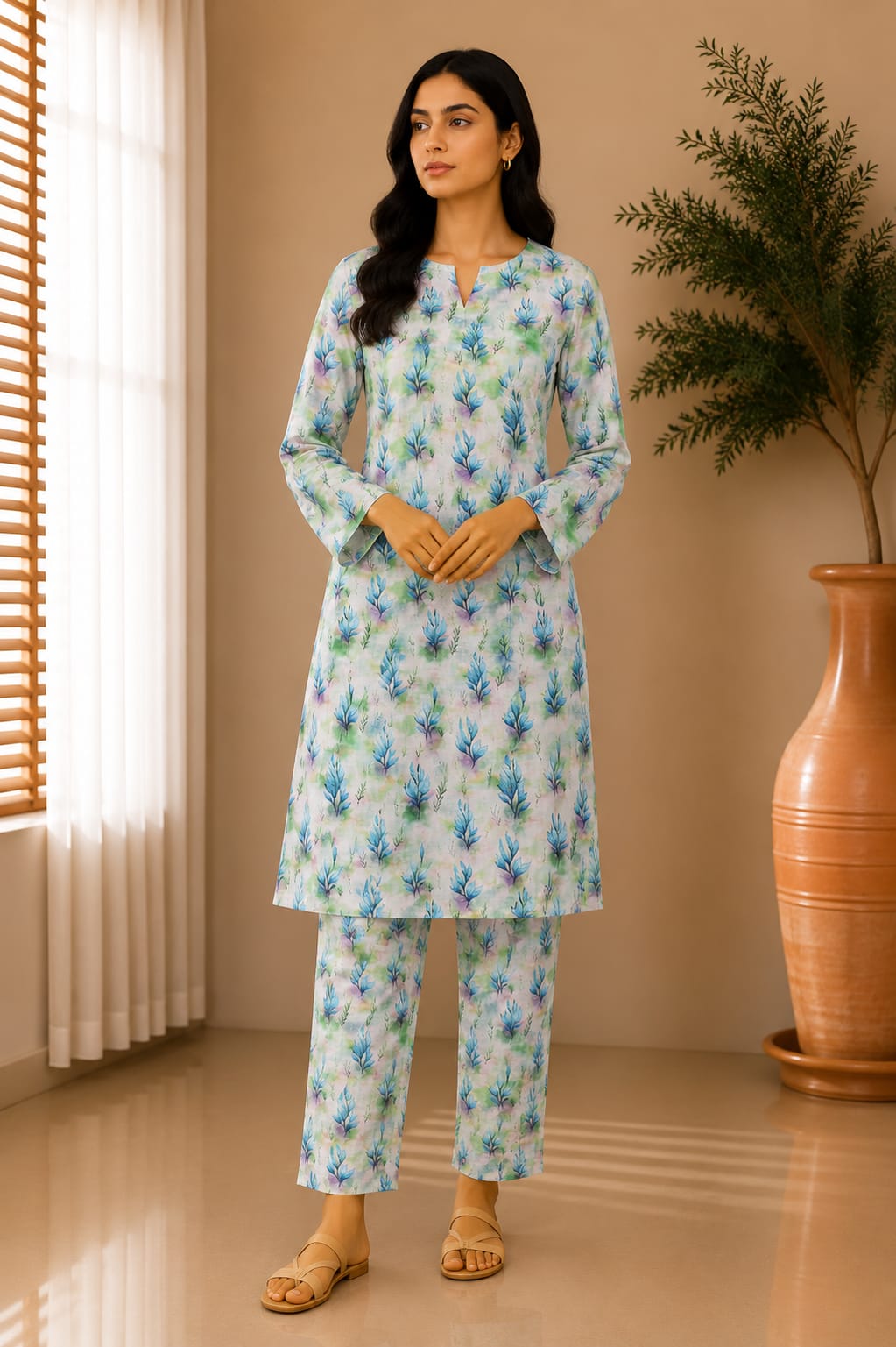 2- Piece Digital Printed Premium Lawn P-11