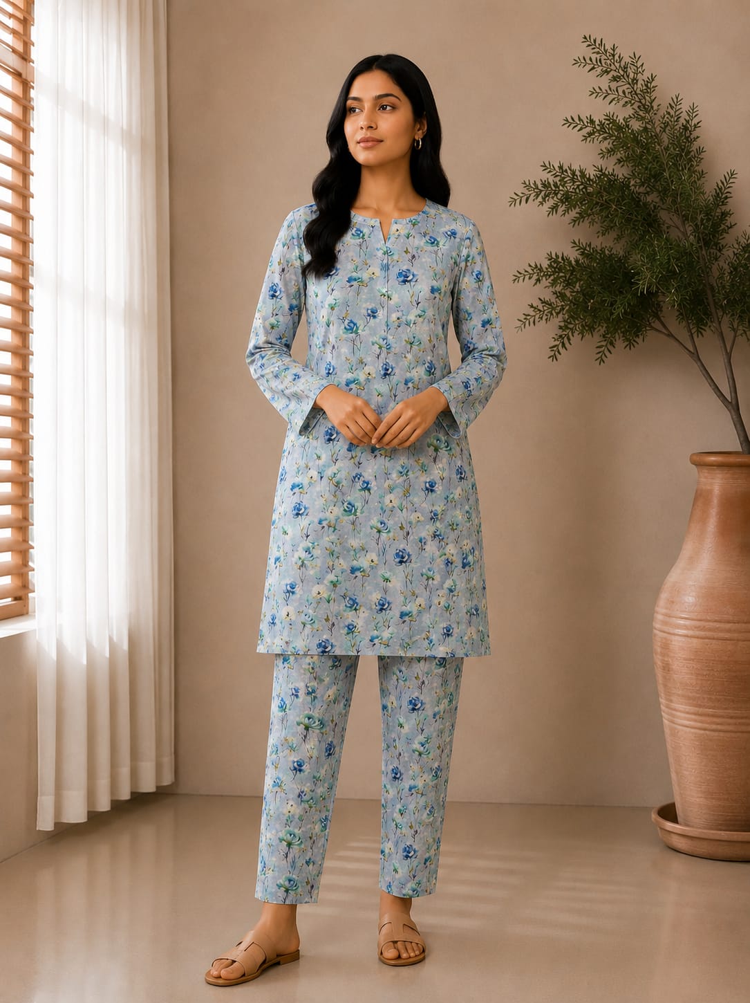 2- Piece Digital Printed Premium Lawn P-16